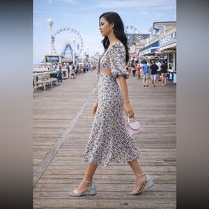 Anthropologie NWT Nobody's Child Puff-Sleeve
Cutout Dress Size 14.